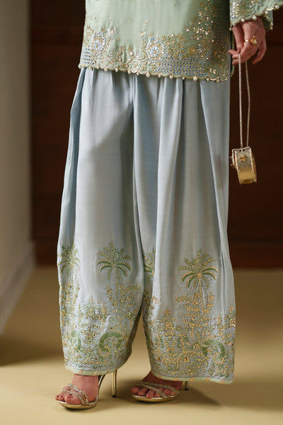 Ethnc | Luxe Boutique | Embroidered Suit (E1124/104/721)-Brand:Ethnc-Type:Boutique-Pastel Green - House of Maryam- Buy in UK, USA
