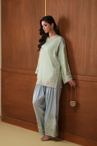 Ethnc | Luxe Boutique | Embroidered Suit (E1124/104/721)-Brand:Ethnc-Type:Boutique-Pastel Green - House of Maryam- Buy in UK, USA