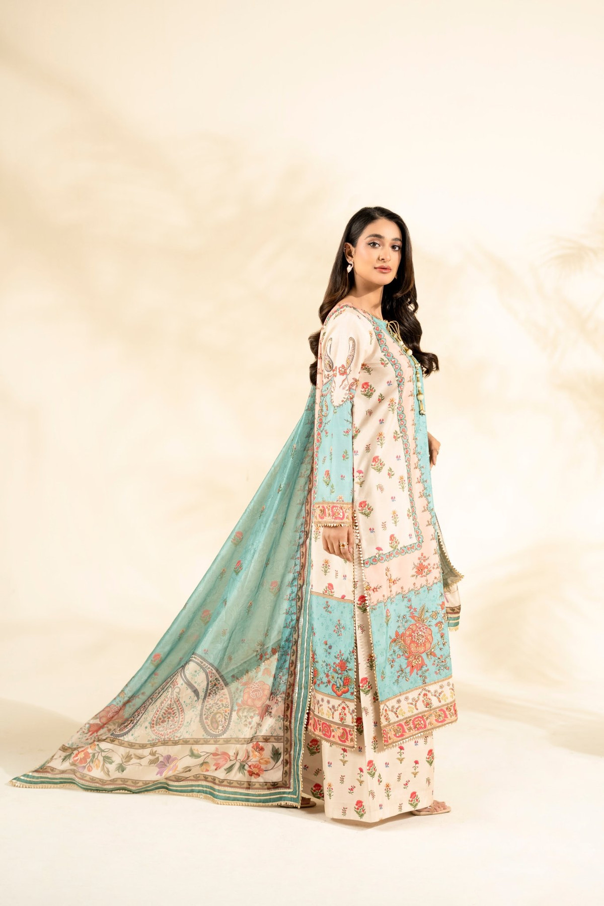 Faiza Faisal | Elara Luxury Pret | AQUA BLOOM-Brand:Faiza Faisal-Type:Ladies Clothes-Aqua-Raw Silk-House of Maryam- Buy in UK, USA