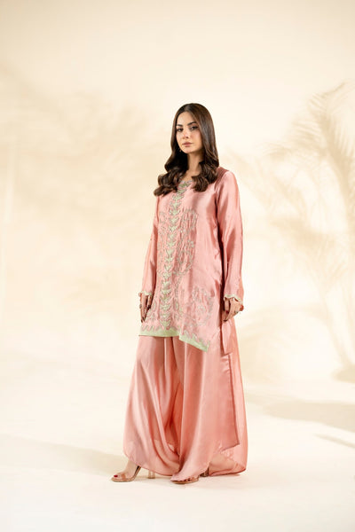Faiza Faisal | Elara Luxury Pret | AURELIA PINK-Brand:Faiza Faisal-Type:Ladies Clothes-Tea Pink-Sheesha Silk-House of Maryam- Buy in UK, USA