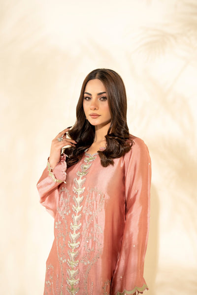 Faiza Faisal | Elara Luxury Pret | AURELIA PINK-Brand:Faiza Faisal-Type:Ladies Clothes-Tea Pink-Sheesha Silk-House of Maryam- Buy in UK, USA