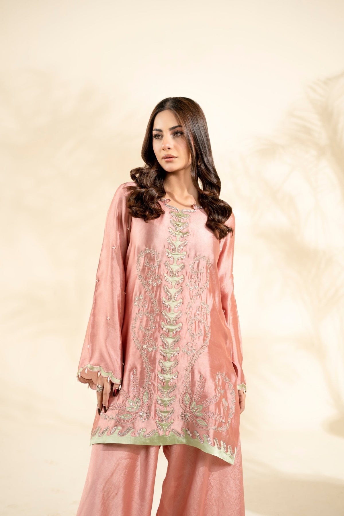 Faiza Faisal | Elara Luxury Pret | AURELIA PINK-Brand:Faiza Faisal-Type:Ladies Clothes-Tea Pink-Sheesha Silk-House of Maryam- Buy in UK, USA