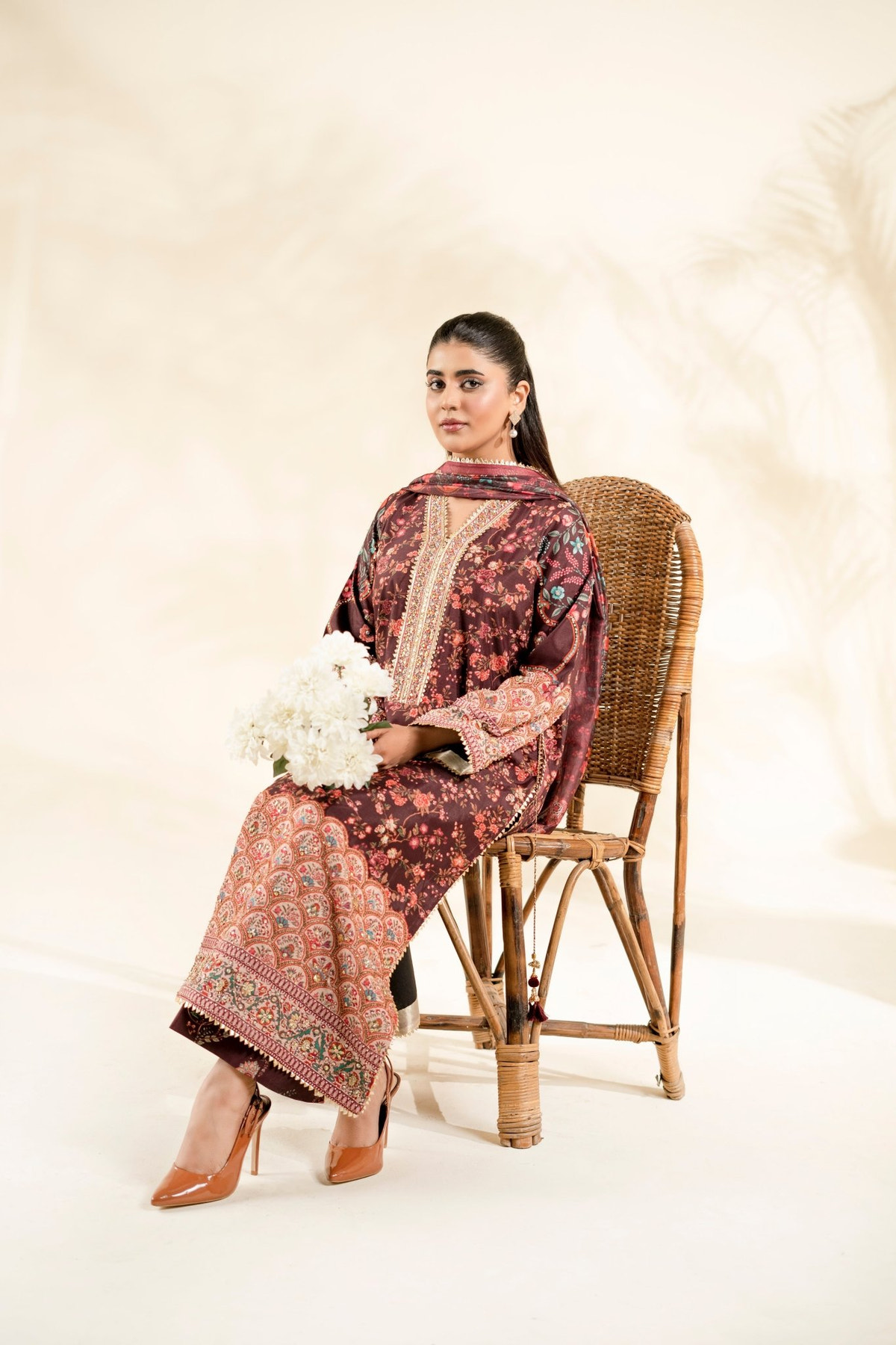 Faiza Faisal | Elara Luxury Pret | AURENZA-Brand:Faiza Faisal-Type:Ladies Clothes-Dark Maroon-Raw Silk-House of Maryam- Buy in UK, USA