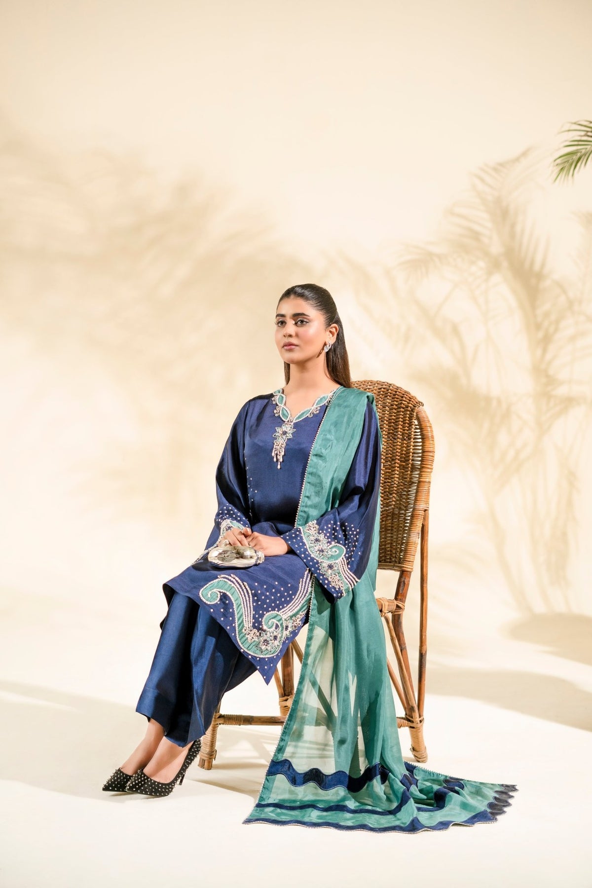 Faiza Faisal | Elara Luxury Pret | NAVY SERAPH-Brand:Faiza Faisal-Type:Ladies Clothes-Navy Blue-Pure Sheesha Silk-House of Maryam- Buy in UK, USA