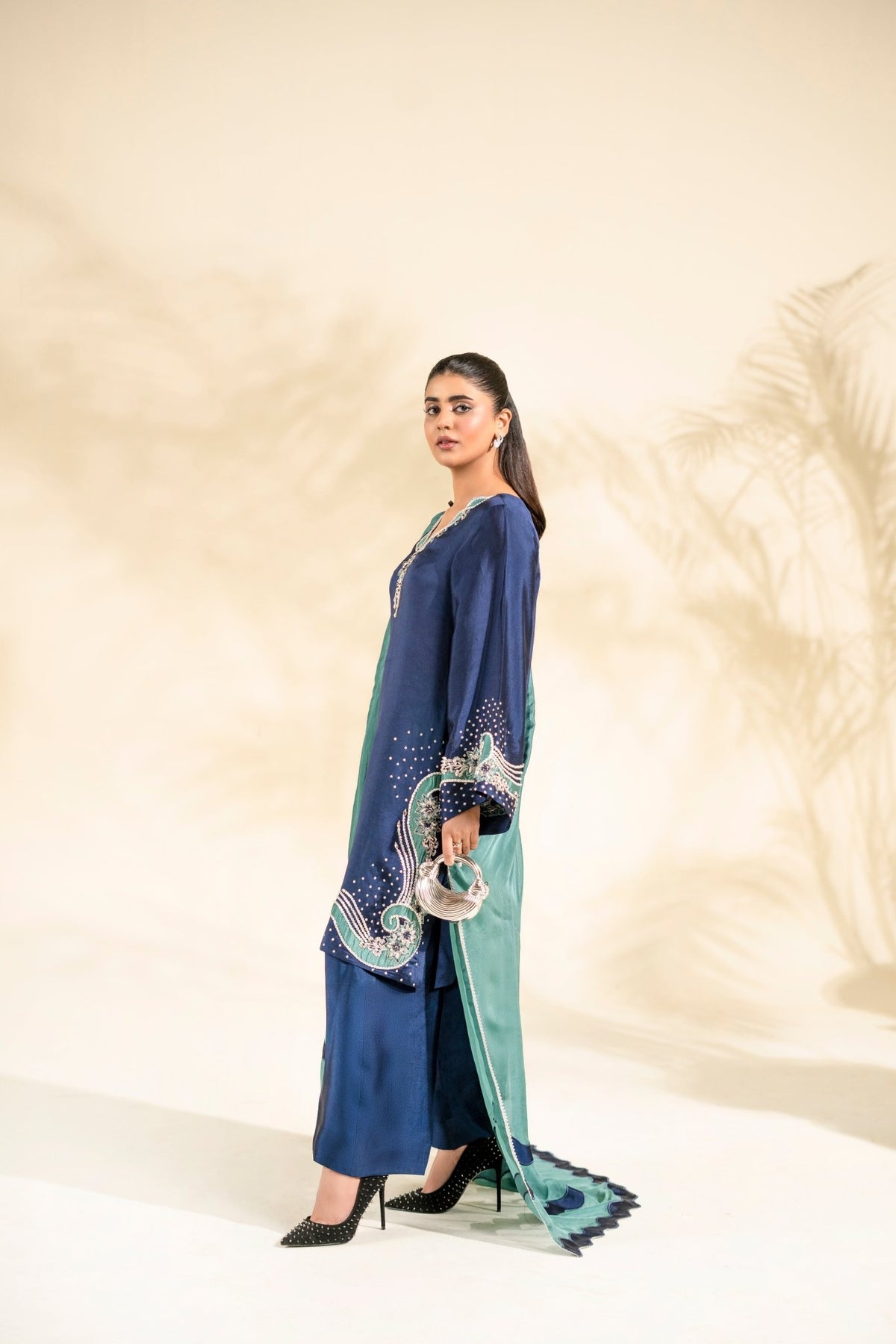 Faiza Faisal | Elara Luxury Pret | NAVY SERAPH-Brand:Faiza Faisal-Type:Ladies Clothes-Navy Blue-Pure Sheesha Silk-House of Maryam- Buy in UK, USA