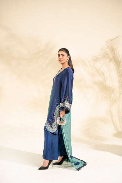 Faiza Faisal | Elara Luxury Pret | NAVY SERAPH-Brand:Faiza Faisal-Type:Ladies Clothes-Navy Blue-Pure Sheesha Silk-House of Maryam- Buy in UK, USA