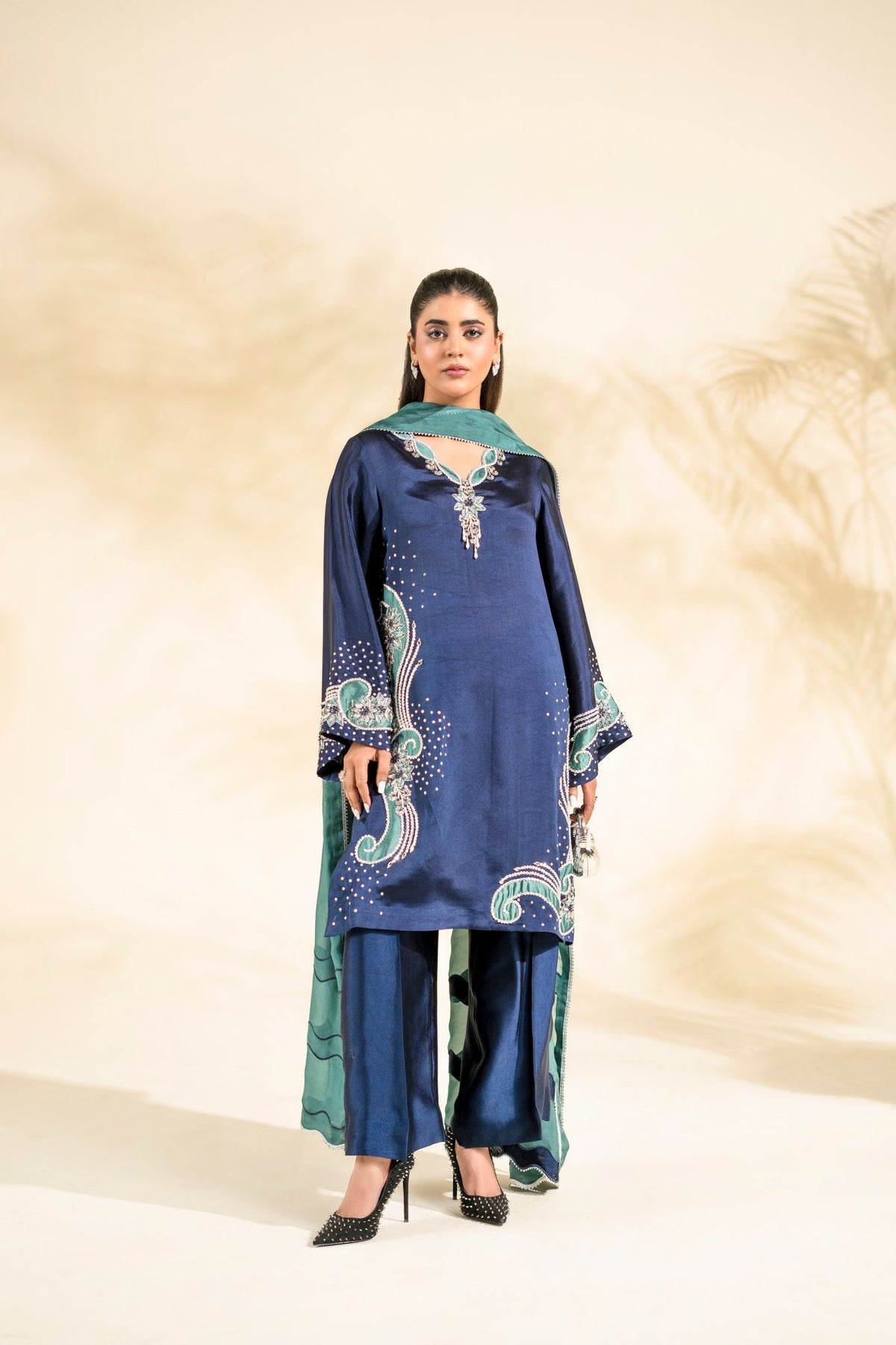 Faiza Faisal | Elara Luxury Pret | NAVY SERAPH-Brand:Faiza Faisal-Type:Ladies Clothes-Navy Blue-Pure Sheesha Silk-House of Maryam- Buy in UK, USA