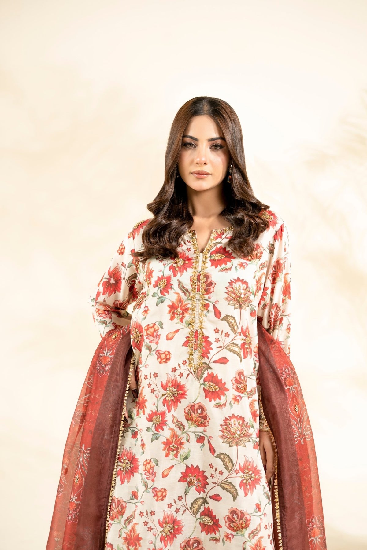 Faiza Faisal | Elara Luxury Pret | RIVAYA RUST-Brand:Faiza Faisal-Type:Ladies Clothes-Off White-Raw Silk-House of Maryam- Buy in UK, USA