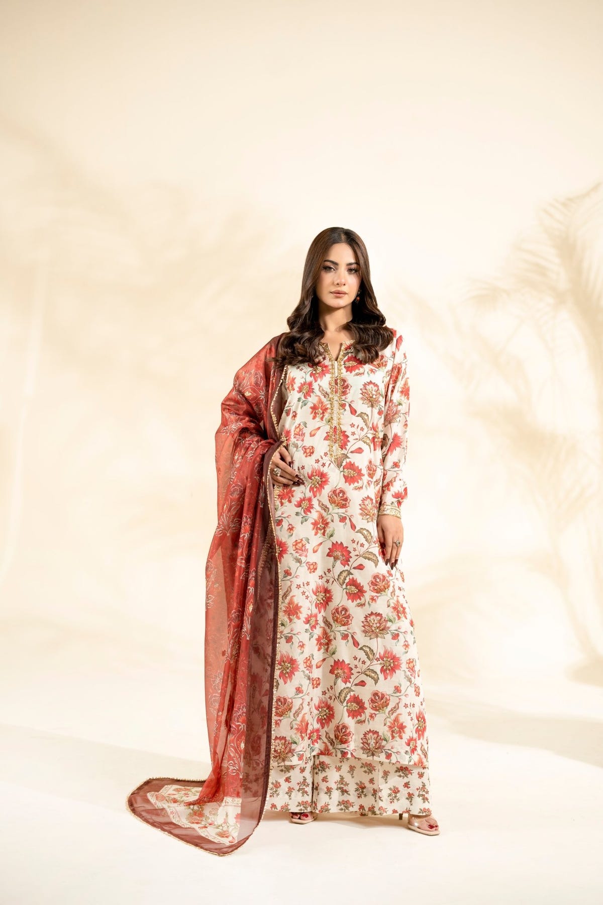 Faiza Faisal | Elara Luxury Pret | RIVAYA RUST-Brand:Faiza Faisal-Type:Ladies Clothes-Off White-Raw Silk-House of Maryam- Buy in UK, USA