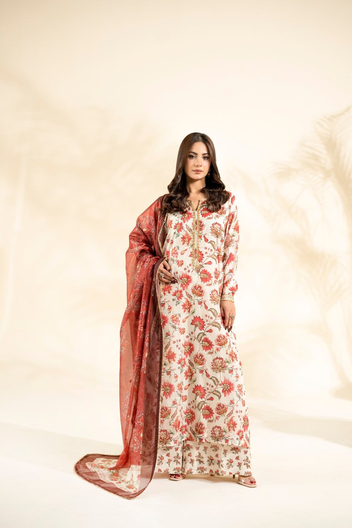 Faiza Faisal | Elara Luxury Pret | RIVAYA RUST-Brand:Faiza Faisal-Type:Ladies Clothes-Off White-Raw Silk-House of Maryam- Buy in UK, USA