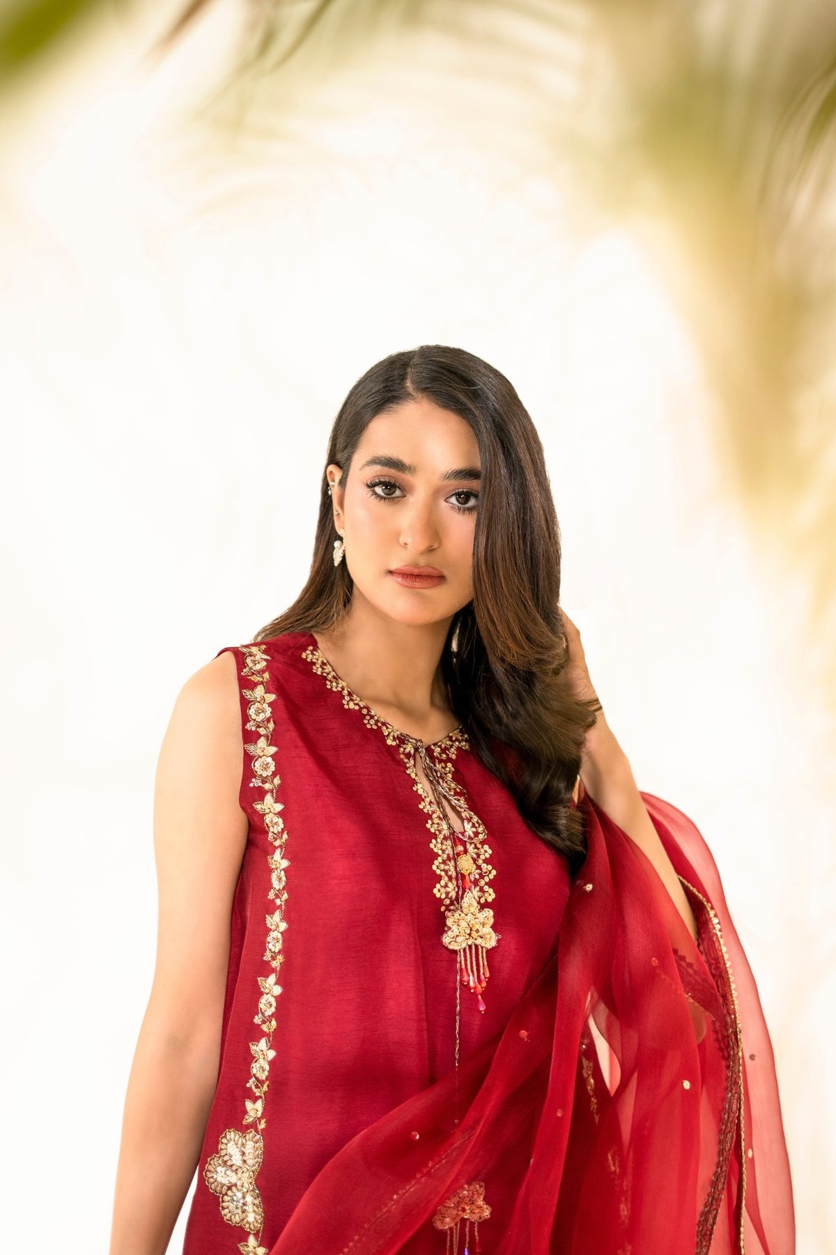 Faiza Faisal | Elara Luxury Pret | ZAR RUBY-Brand:Faiza Faisal-Type:Ladies Clothes-Red-Raw Silk-House of Maryam- Buy in UK, USA