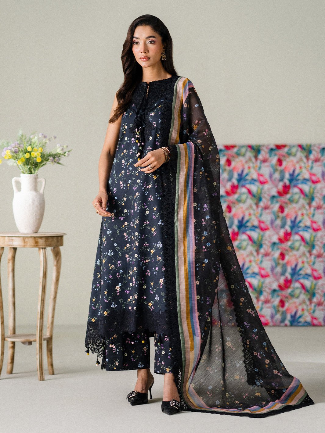 Faiza Faisal | FNF Printed Lawn | TWILIGHT CHARM-Brand:Faiza Faisal-Type:Ladies Clothes-Lawn-Midnight Blue-House of Maryam- Buy in UK, USA