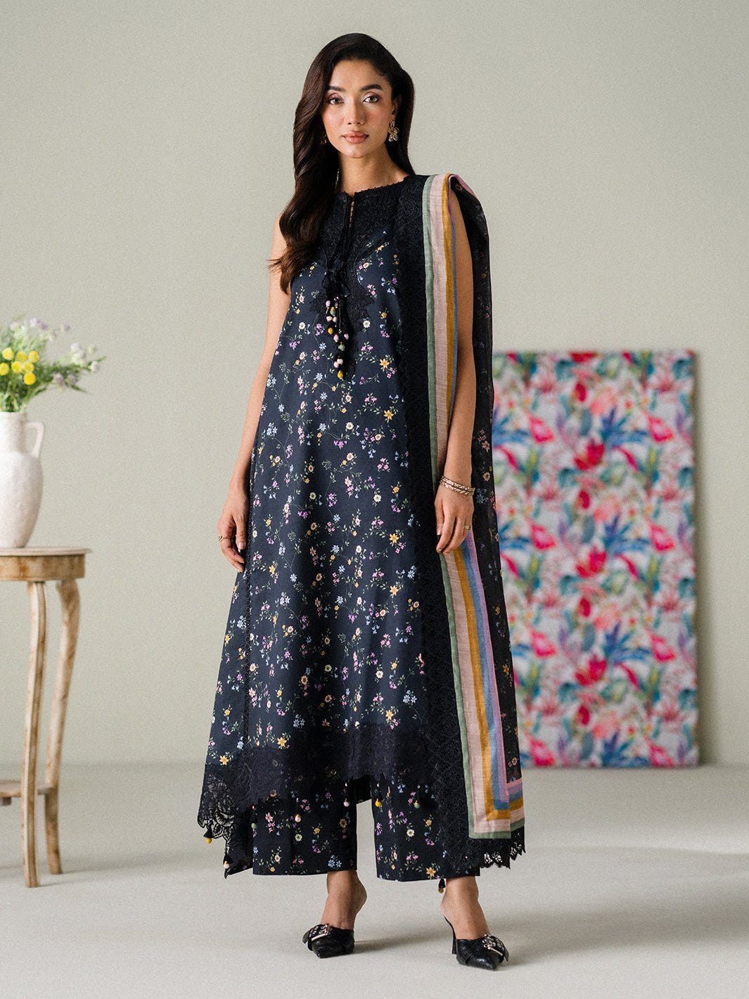 Faiza Faisal | FNF Printed Lawn | TWILIGHT CHARM-Brand:Faiza Faisal-Type:Ladies Clothes-Lawn-Midnight Blue-House of Maryam- Buy in UK, USA