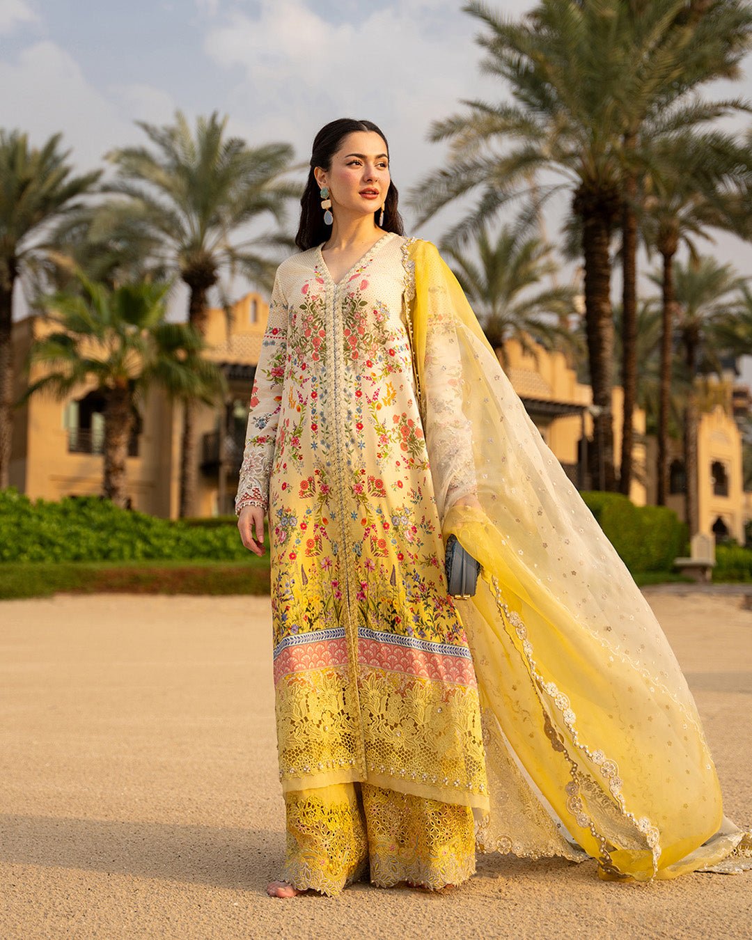 Faiza Saqlain | Aya Luxury Lawn | Arta-Brand:Faiza Saqlain-Type:Ladies Clothes-Yellow-Lawn-House of Maryam- Buy in UK, USA