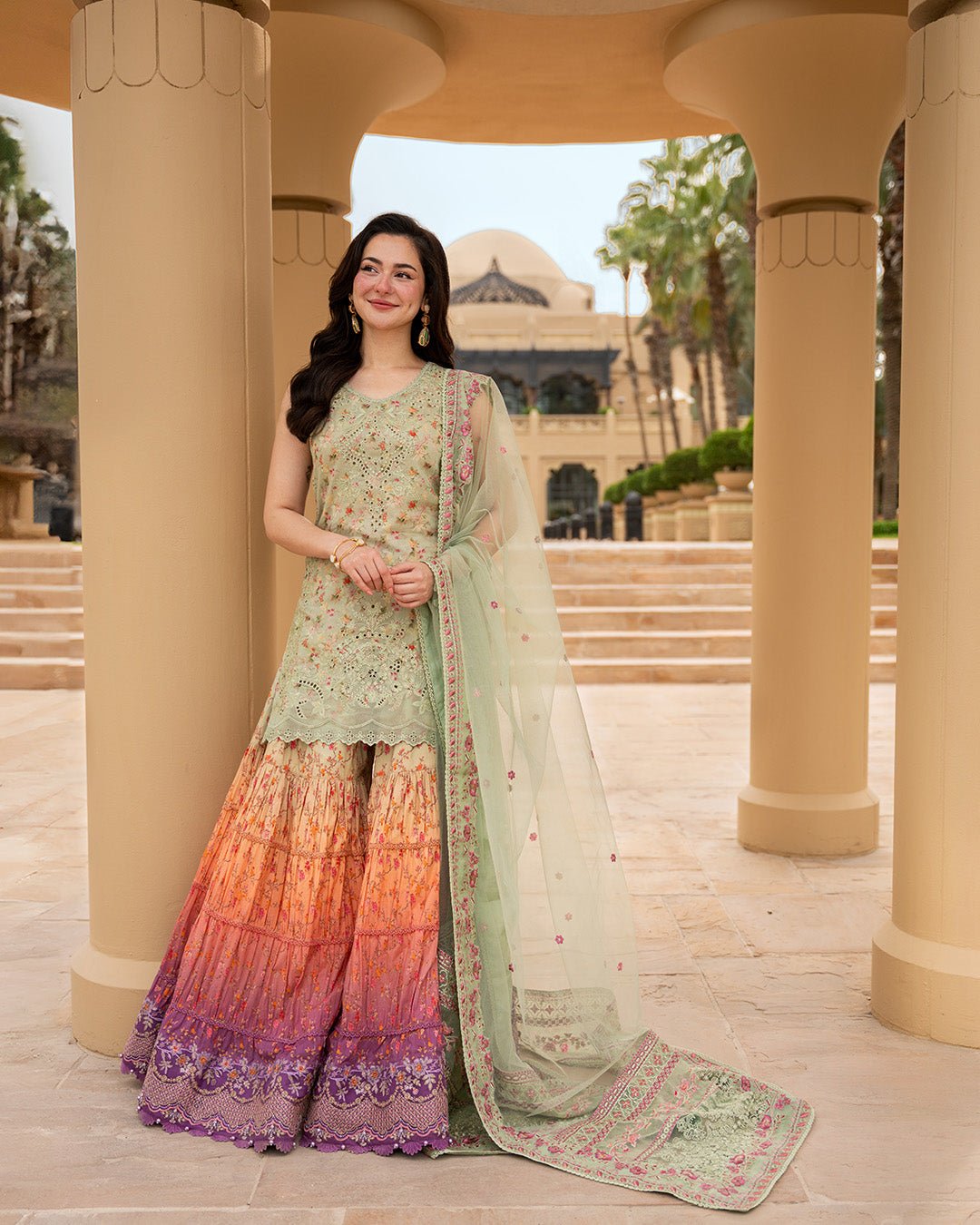 Faiza Saqlain | Aya Luxury Lawn | Eldira-Brand:Faiza Saqlain-Type:Ladies Clothes-Pale Pistachio-Lawn-House of Maryam- Buy in UK, USA