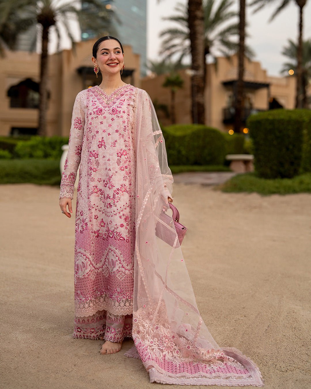 Faiza Saqlain | Aya Luxury Lawn | Lamija-Brand:Faiza Saqlain-Type:Ladies Clothes-Powder Pink-Lawn-House of Maryam- Buy in UK, USA