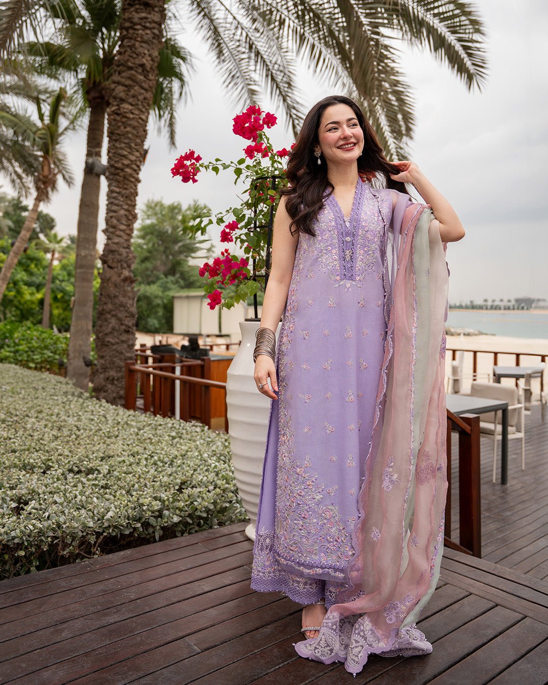 Faiza Saqlain | Aya Luxury Lawn | Suela-Brand:Faiza Saqlain-Type:Ladies Clothes-Soft Lilac-Lawn-House of Maryam- Buy in UK, USA
