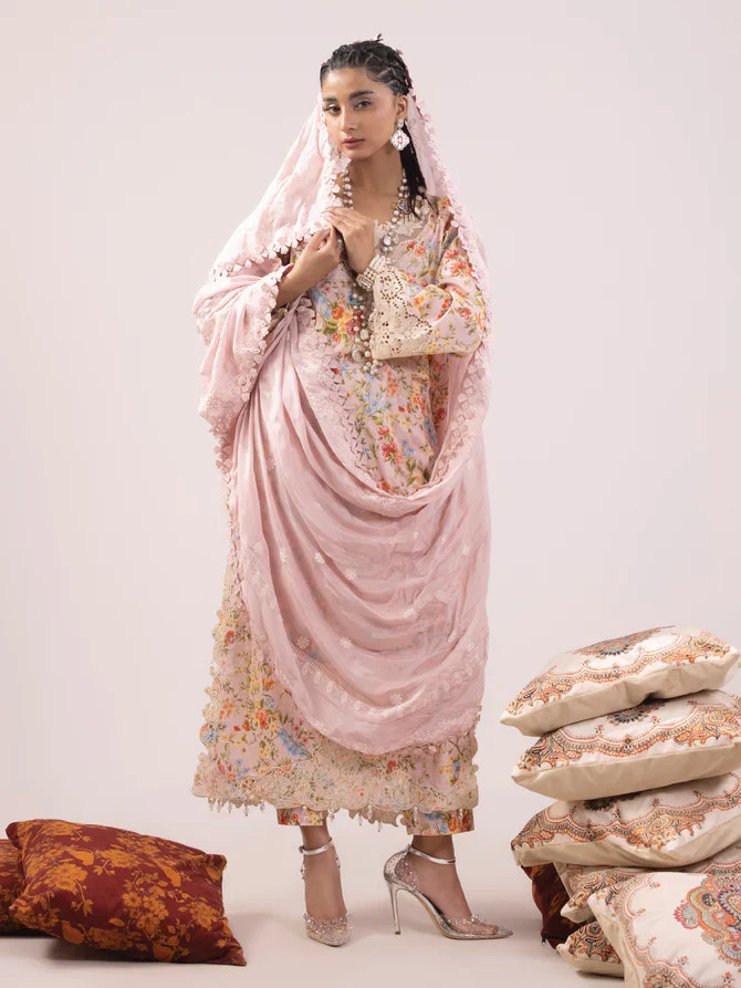 Ittehad | Faiza Faisal Rangeeli Lawn 24 | Laali -  Ittehad Luxury - Original Designer Dress - House of Maryam