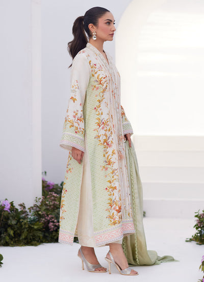 Farah Talib Aziz | Zaza Prints 24 | SAGE TRELLIS SHIRT AND DUPATTA -  Farah Talib Aziz Luxury - Original Designer Dress - House of Maryam