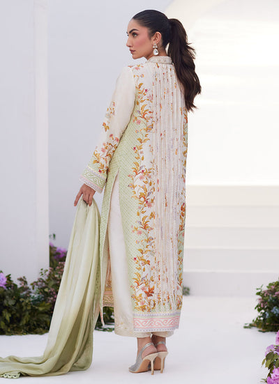 Farah Talib Aziz | Zaza Prints 24 | SAGE TRELLIS SHIRT AND DUPATTA -  Farah Talib Aziz Luxury - Original Designer Dress - House of Maryam