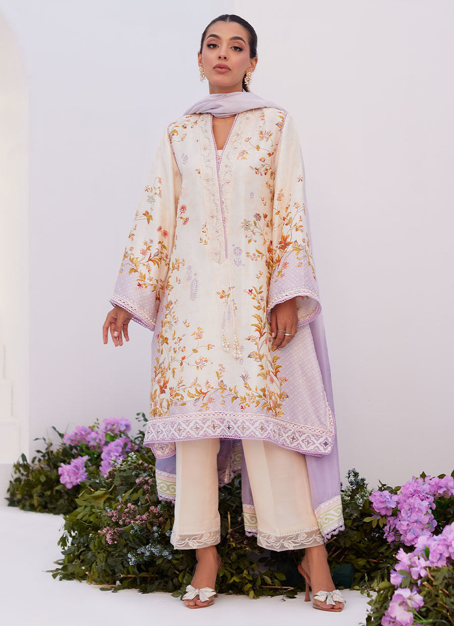 Farah Talib Aziz | Zaza Prints 24 | AMETHYST TRELLIS SHIRT AND DUPATTA -  Farah Talib Aziz Luxury - Original Designer Dress - House of Maryam