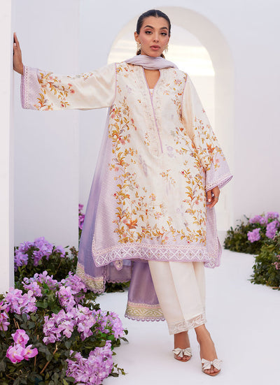 Farah Talib Aziz | Zaza Prints 24 | AMETHYST TRELLIS SHIRT AND DUPATTA -  Farah Talib Aziz Luxury - Original Designer Dress - House of Maryam