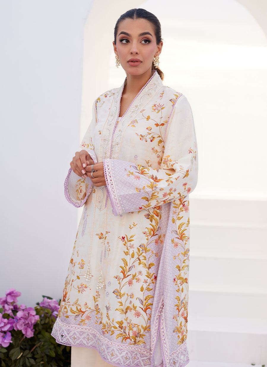 Farah Talib Aziz | Zaza Prints 24 | AMETHYST TRELLIS SHIRT AND DUPATTA -  Farah Talib Aziz Luxury - Original Designer Dress - House of Maryam