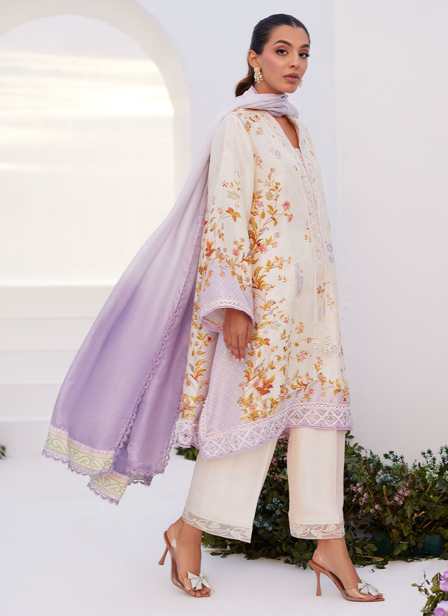 Farah Talib Aziz | Zaza Prints 24 | AMETHYST TRELLIS SHIRT AND DUPATTA -  Farah Talib Aziz Luxury - Original Designer Dress - House of Maryam