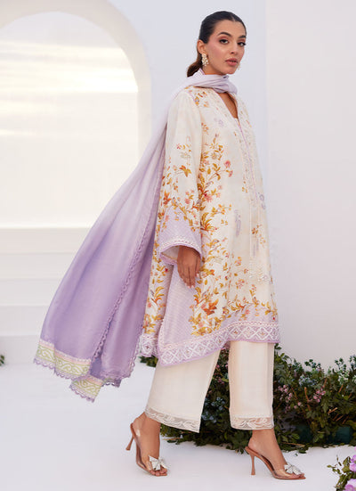 Farah Talib Aziz | Zaza Prints 24 | AMETHYST TRELLIS SHIRT AND DUPATTA -  Farah Talib Aziz Luxury - Original Designer Dress - House of Maryam