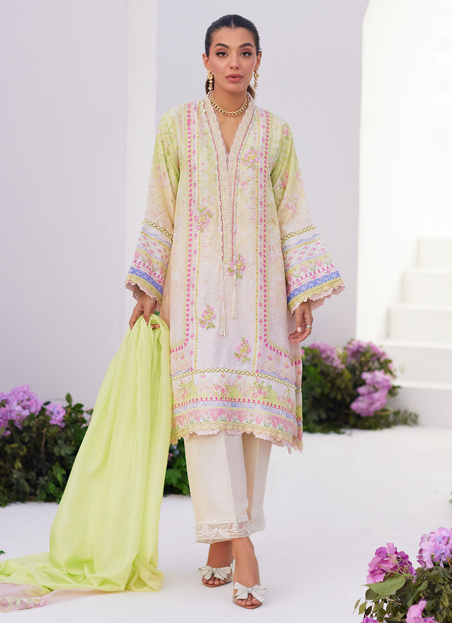 Farah Talib Aziz | Zaza Prints 24 | PEAR OMBRE SHIRT AND DUPATTA -  Farah Talib Aziz Luxury - Original Designer Dress - House of Maryam