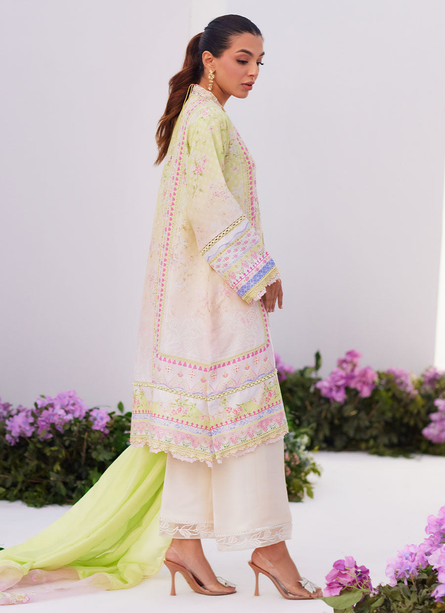 Farah Talib Aziz | Zaza Prints 24 | PEAR OMBRE SHIRT AND DUPATTA -  Farah Talib Aziz Luxury - Original Designer Dress - House of Maryam