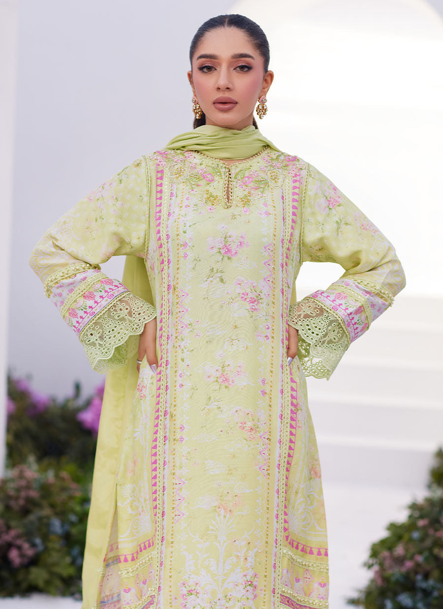 Farah Talib Aziz | Zaza Prints 24 | KELLY LIME SHIRT AND DUPATTA -  Farah Talib Aziz Luxury - Original Designer Dress - House of Maryam