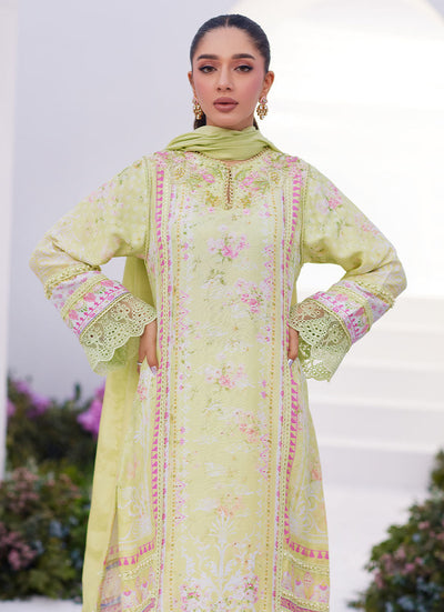 Farah Talib Aziz | Zaza Prints 24 | KELLY LIME SHIRT AND DUPATTA -  Farah Talib Aziz Luxury - Original Designer Dress - House of Maryam
