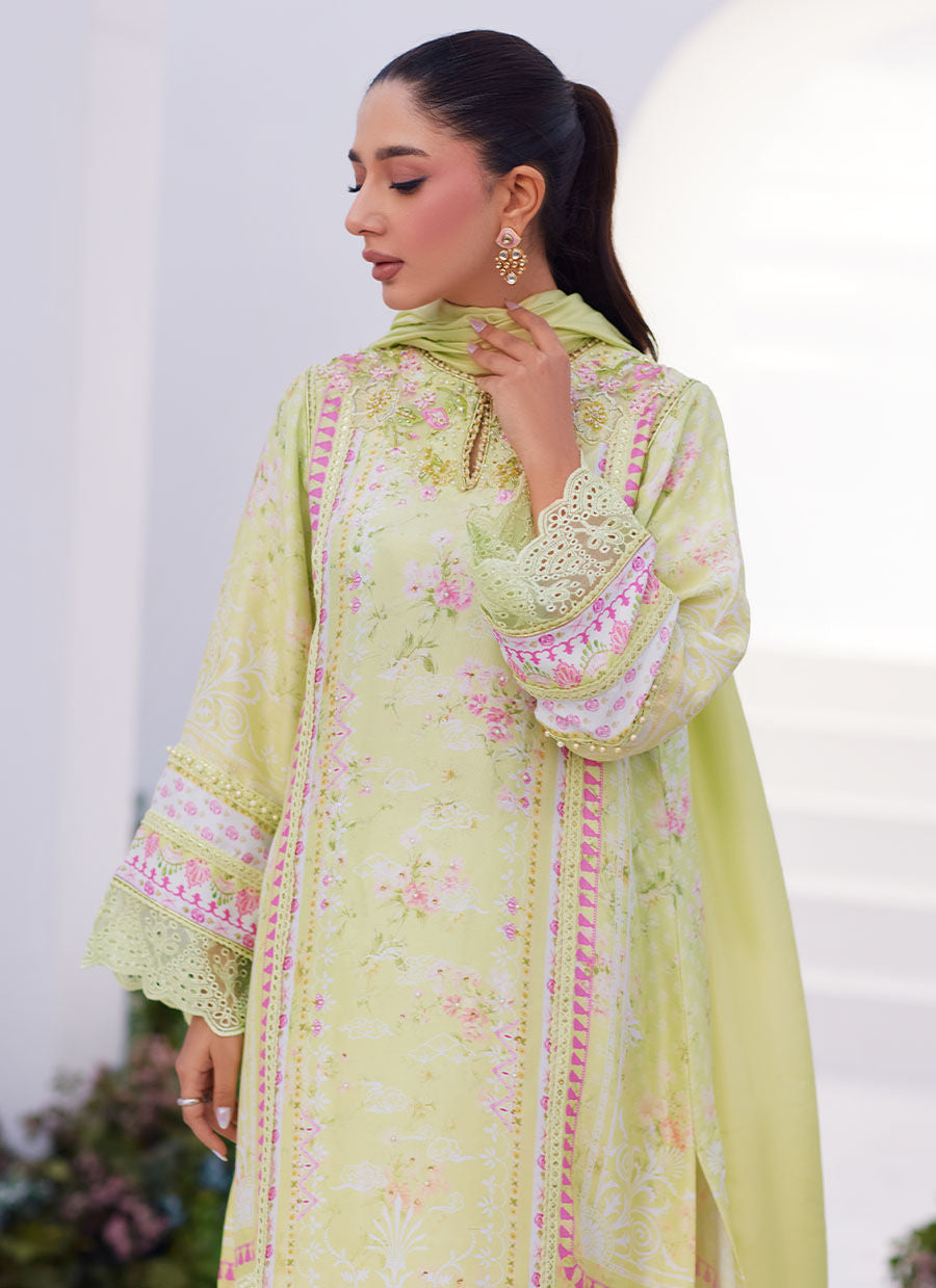 Farah Talib Aziz | Zaza Prints 24 | KELLY LIME SHIRT AND DUPATTA -  Farah Talib Aziz Luxury - Original Designer Dress - House of Maryam