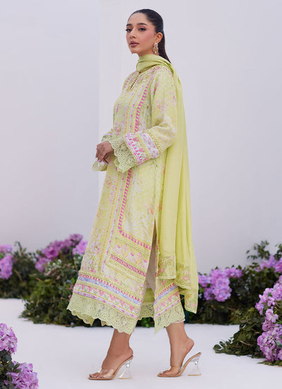 Farah Talib Aziz | Zaza Prints 24 | KELLY LIME SHIRT AND DUPATTA -  Farah Talib Aziz Luxury - Original Designer Dress - House of Maryam