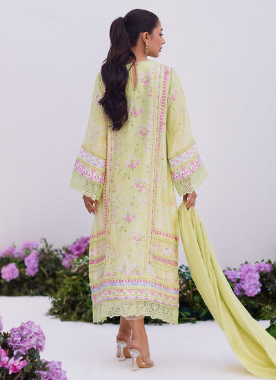 Farah Talib Aziz | Zaza Prints 24 | KELLY LIME SHIRT AND DUPATTA -  Farah Talib Aziz Luxury - Original Designer Dress - House of Maryam