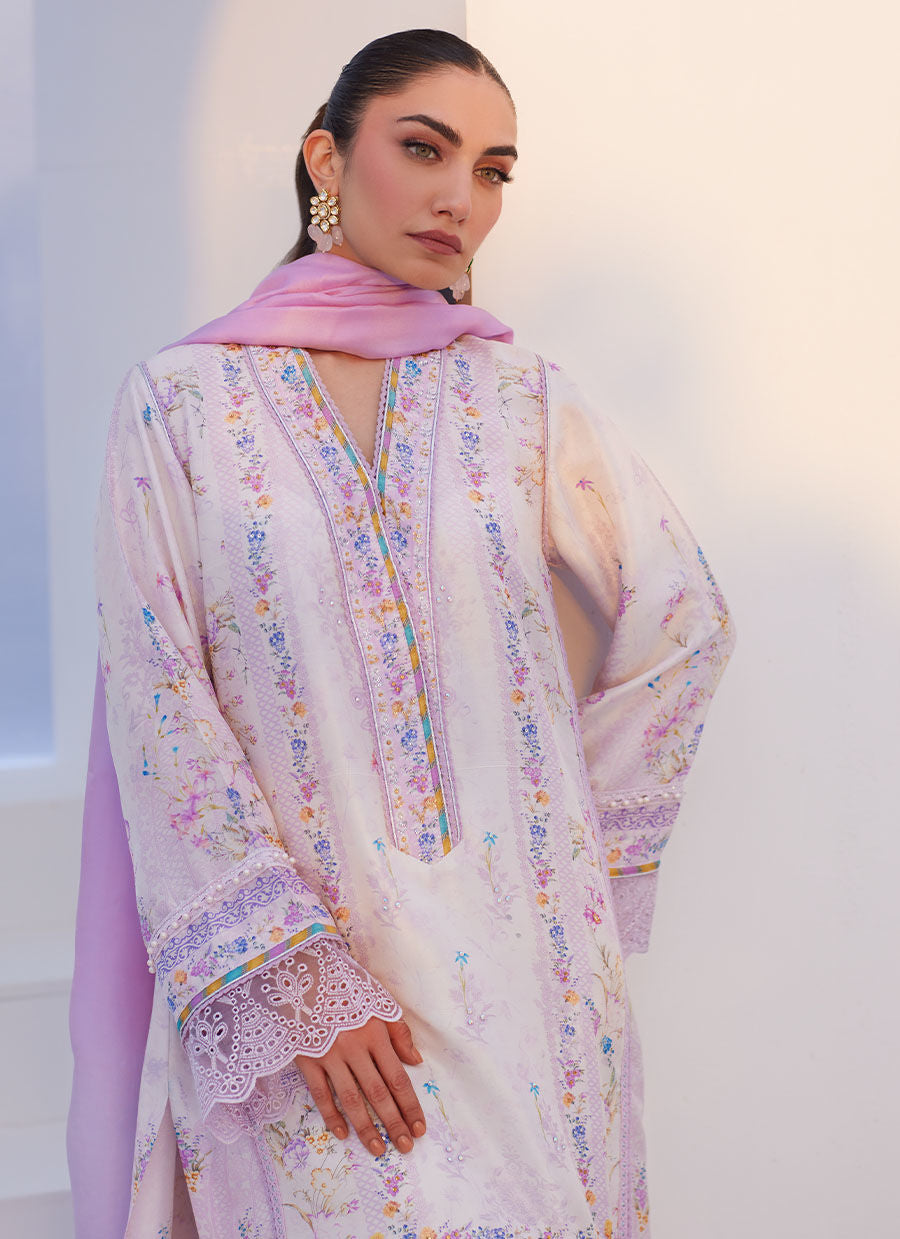 Farah Talib Aziz | Zaza Prints 24 | HEATHER LAVENDER SHIRT AND DUPATTA -  Farah Talib Aziz Luxury - Original Designer Dress - House of Maryam
