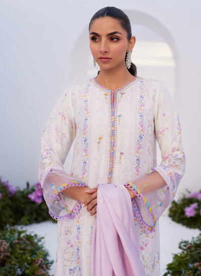 Farah Talib Aziz | Zaza Prints 24 | THISTLE LILAC SHIRT AND DUPATTA -  Farah Talib Aziz Luxury - Original Designer Dress - House of Maryam