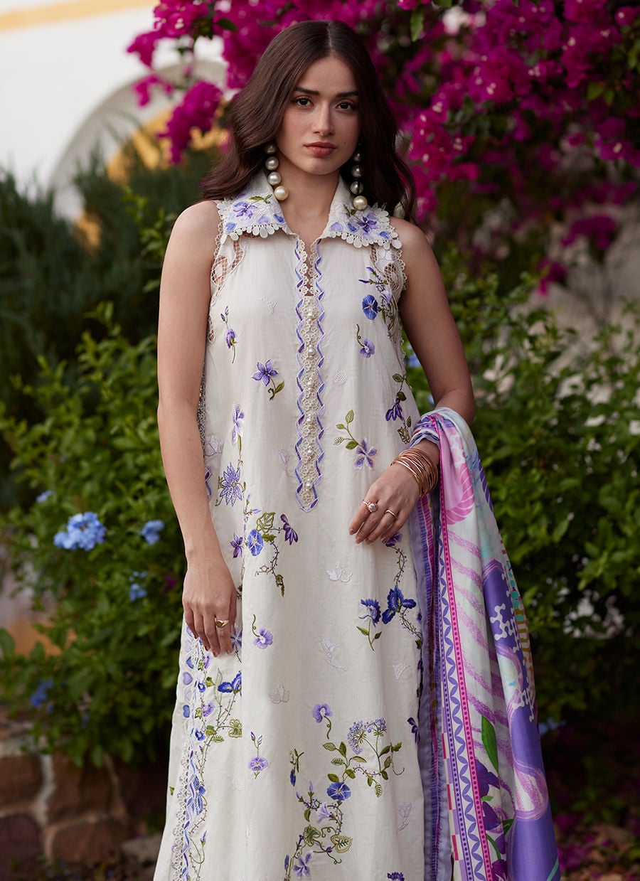 Farah Talib Aziz | Luxury Lawn 26 | Evita Ivory-Brand:Farah Talib Aziz-Type:Ladies Clothes-Off White-Lawn-House of Maryam- Buy in UK, USA