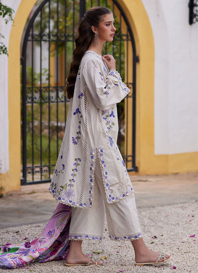 Farah Talib Aziz | Luxury Lawn 26 | Evita Ivory-Brand:Farah Talib Aziz-Type:Ladies Clothes-Off White-Lawn-House of Maryam- Buy in UK, USA