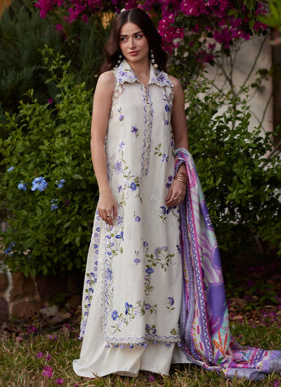 Farah Talib Aziz | Luxury Lawn 26 | Evita Ivory-Brand:Farah Talib Aziz-Type:Ladies Clothes-Off White-Lawn-House of Maryam- Buy in UK, USA