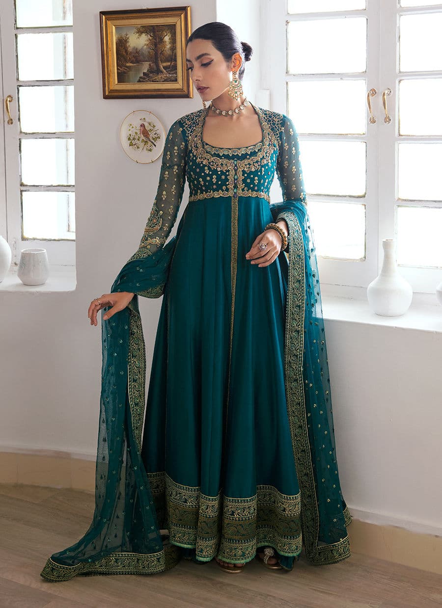 Farah Talib Aziz | Mayna Festive Luxe | AFRA TEAL by Designer Farah Talib Aziz - House of Maryam - Pakistani Designer Ethnic Wear in {{ shop.shopifyCountryName }}