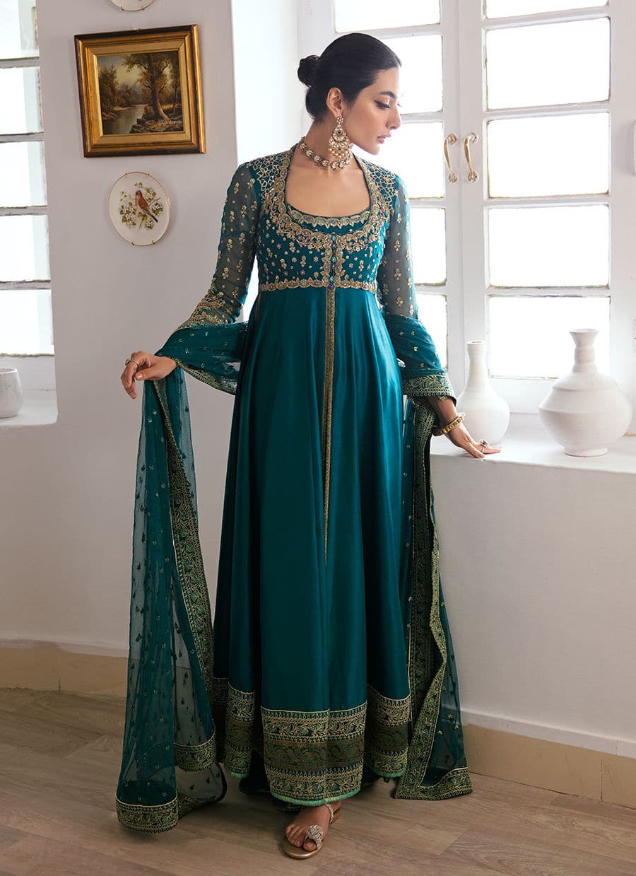 Farah Talib Aziz | Mayna Festive Luxe | AFRA TEAL by Designer Farah Talib Aziz - House of Maryam - Pakistani Designer Ethnic Wear in {{ shop.shopifyCountryName }}