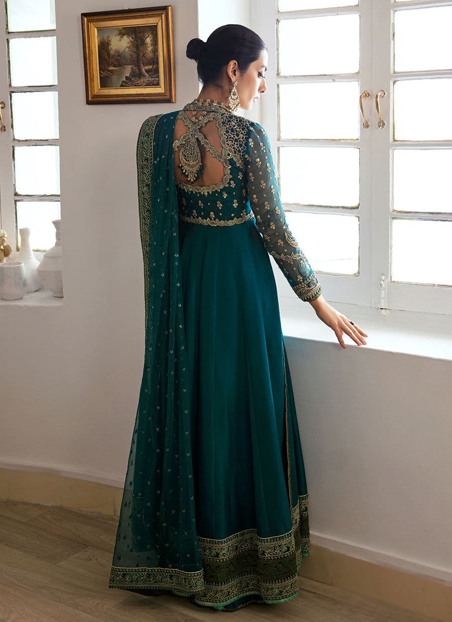 Farah Talib Aziz | Mayna Festive Luxe | AFRA TEAL by Designer Farah Talib Aziz - House of Maryam - Pakistani Designer Ethnic Wear in {{ shop.shopifyCountryName }}