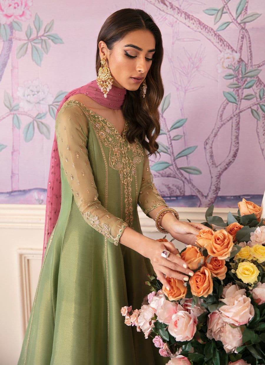 Farah Talib Aziz | Mayna Festive Luxe | ANISA APPLE GREEN by Designer Farah Talib Aziz - House of Maryam - Pakistani Designer Ethnic Wear in {{ shop.shopifyCountryName }}