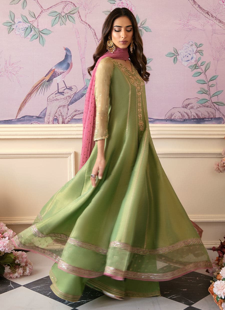 Farah Talib Aziz | Mayna Festive Luxe | ANISA APPLE GREEN by Farah Talib Aziz - House of Maryam