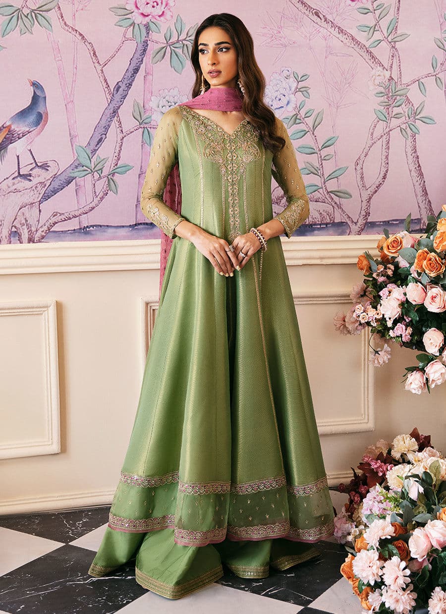 Farah Talib Aziz | Mayna Festive Luxe | ANISA APPLE GREEN by Designer Farah Talib Aziz - House of Maryam - Pakistani Designer Ethnic Wear in {{ shop.shopifyCountryName }}