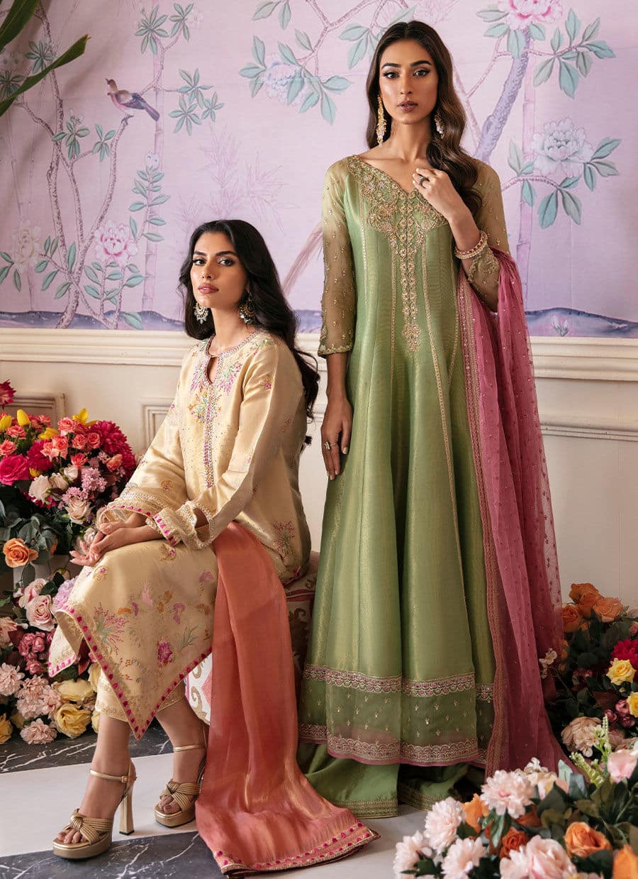 Farah Talib Aziz | Mayna Festive Luxe | ANISA APPLE GREEN by Designer Farah Talib Aziz - House of Maryam - Pakistani Designer Ethnic Wear in {{ shop.shopifyCountryName }}