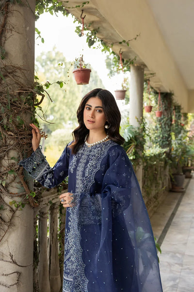 Farasha | Bahaar Embroidered Lawn | Blue Ochre -  Farasha Luxury - Original Designer Dress - House of Maryam