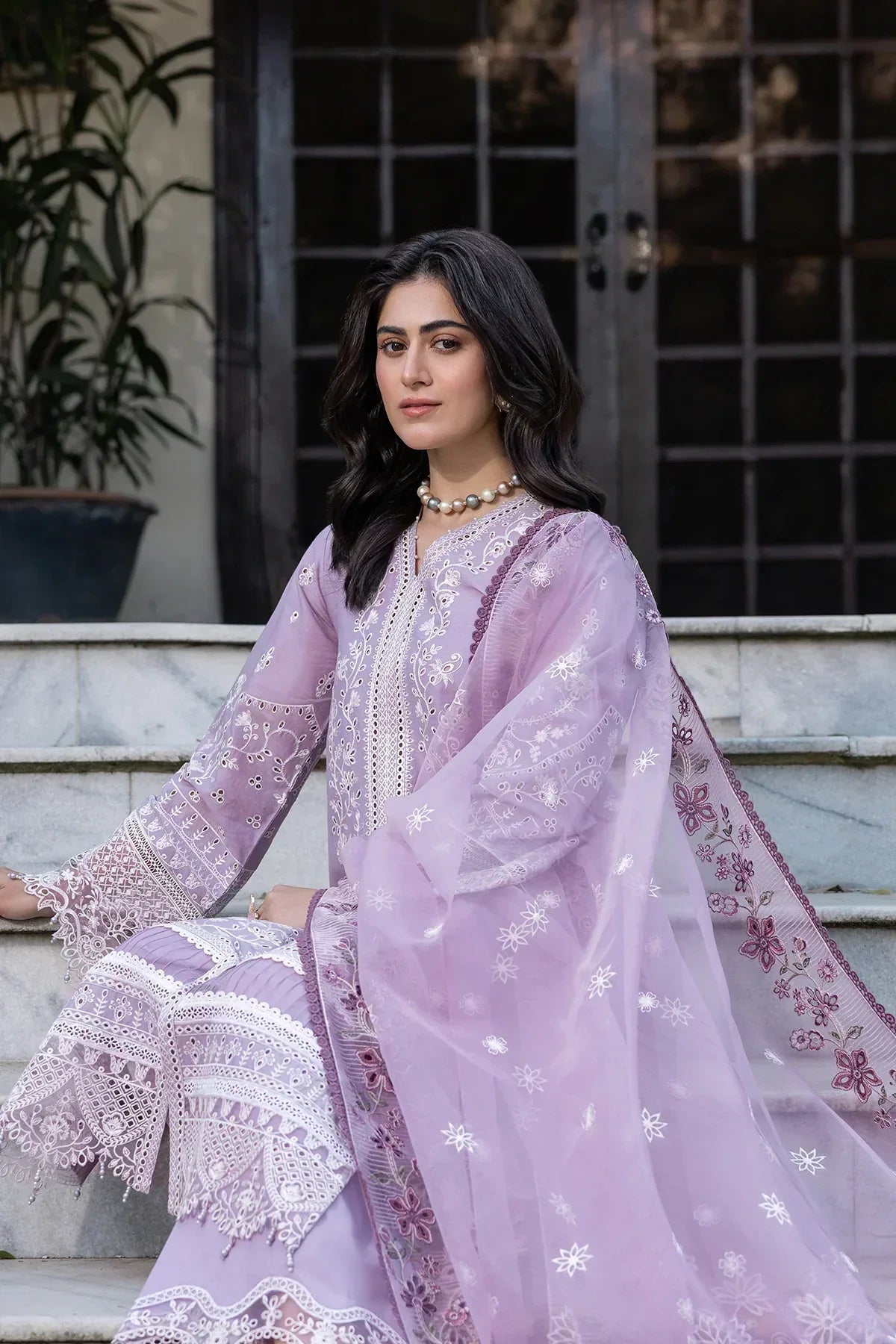 Farasha | Bahaar Embroidered Lawn | Lilac Florine